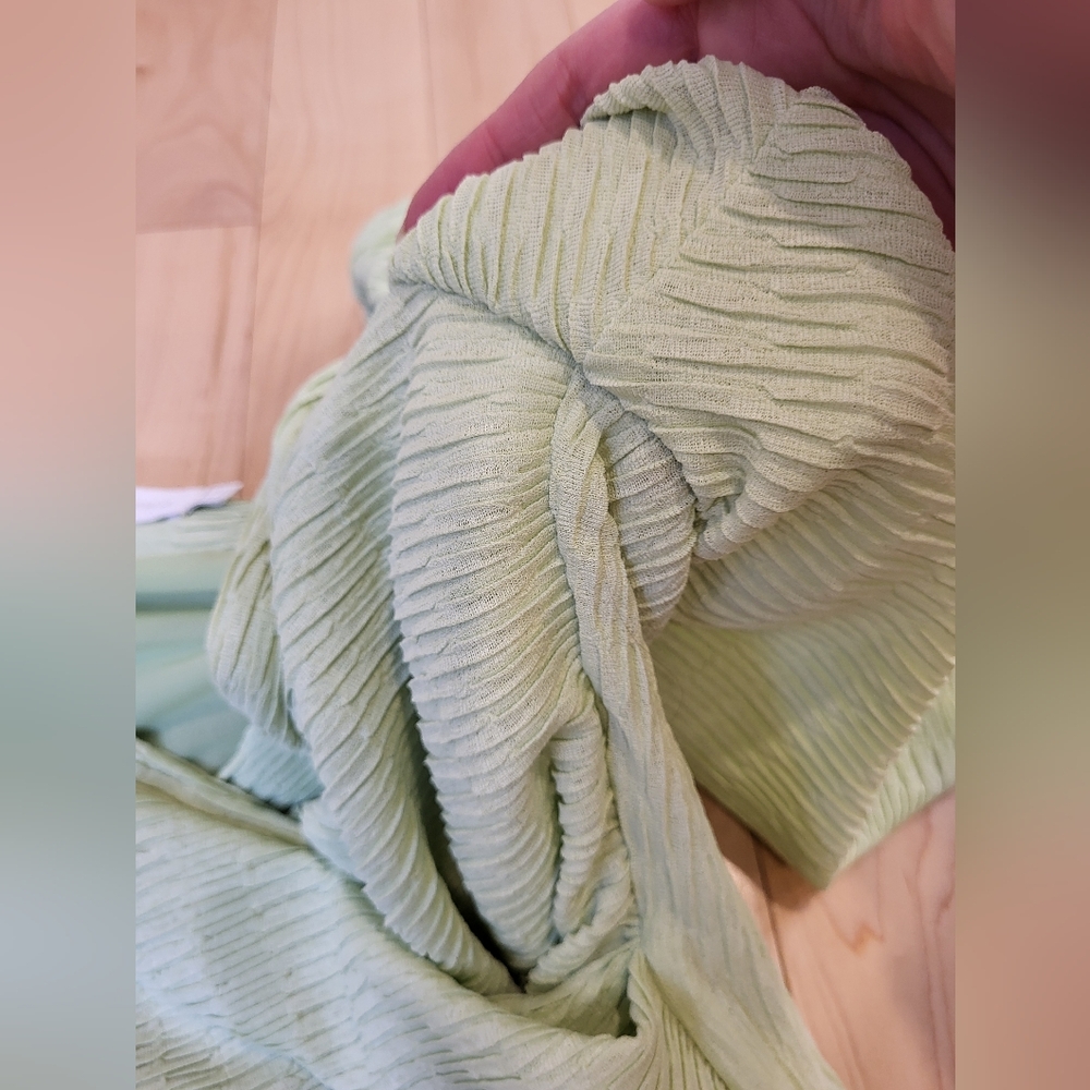 NWOT Jonathan Simkhai Green puff sleeve blouse with ruched wrap style - Picture 5 of 9